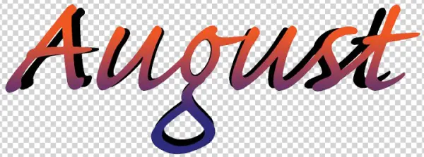 August Gradient Text PNG Transparent