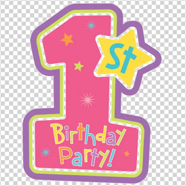 Pink First Birthday Party Number 1 PNG