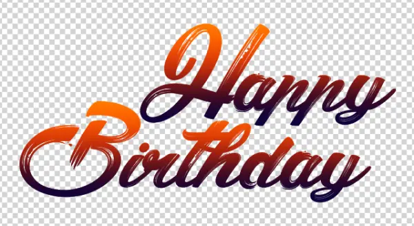 Happy Birthday Brush Script Gradient Text PNG