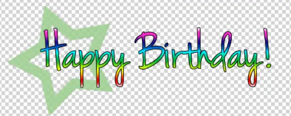 Colorful Happy Birthday Text with Star PNG Transparent Background