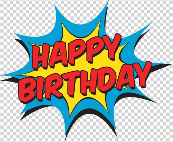 Happy Birthday Comic Burst PNG Transparent