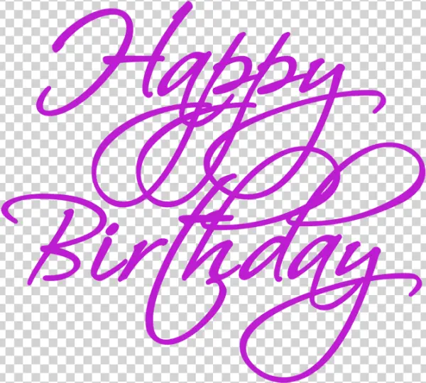 Happy Birthday Cursive Text PNG Transparent Background