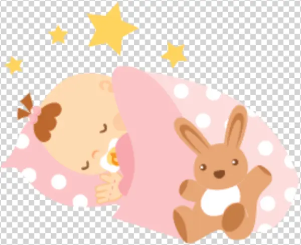 Cute Sleeping Baby with Bunny PNG Transparent Background