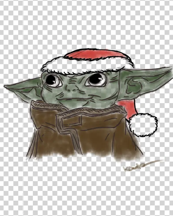 Baby Yoda with Hat Sketch PNG Transparent Background