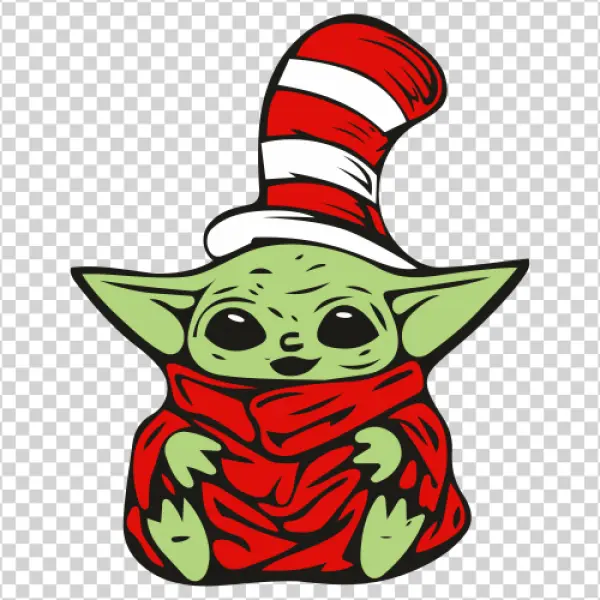 Baby Yoda Cat in the Hat Transparent PNG