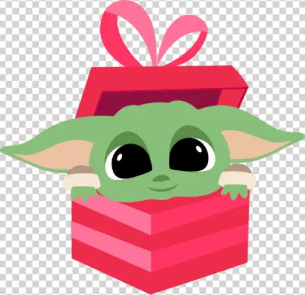 Cute Baby Yoda Gift Box PNG Transparent Background