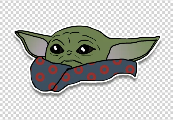 Cute Grogu with Blanket Sticker PNG