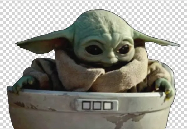Baby Yoda Grogu in Hover Pram PNG Transparent