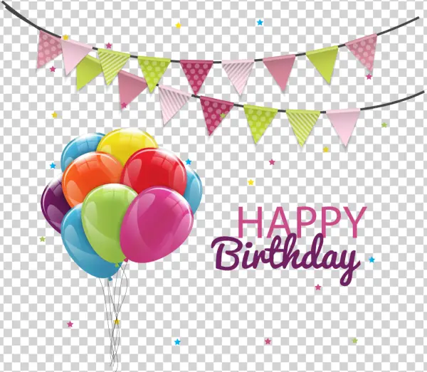 Happy Birthday Balloons Banners PNG Transparent