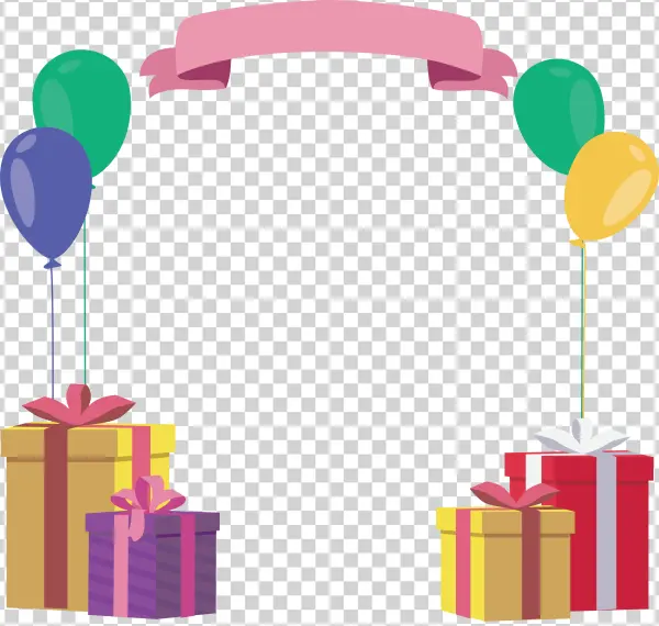 Celebration Party Frame with Balloons and Gifts PNG