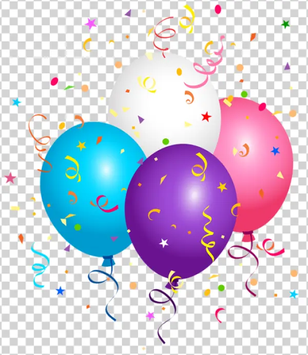 Colorful Party Balloons with Confetti PNG Transparent