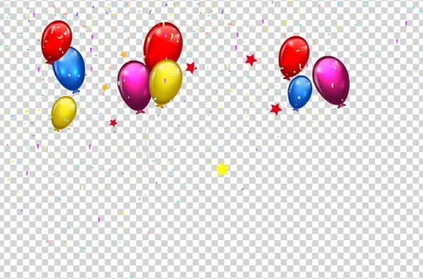 Colorful Balloons and Confetti PNG Transparent Background