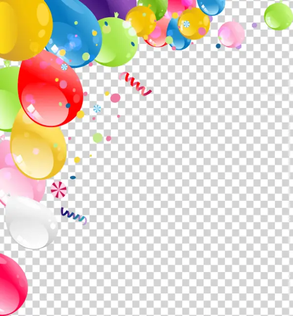 Festive Balloons and Confetti Corner PNG