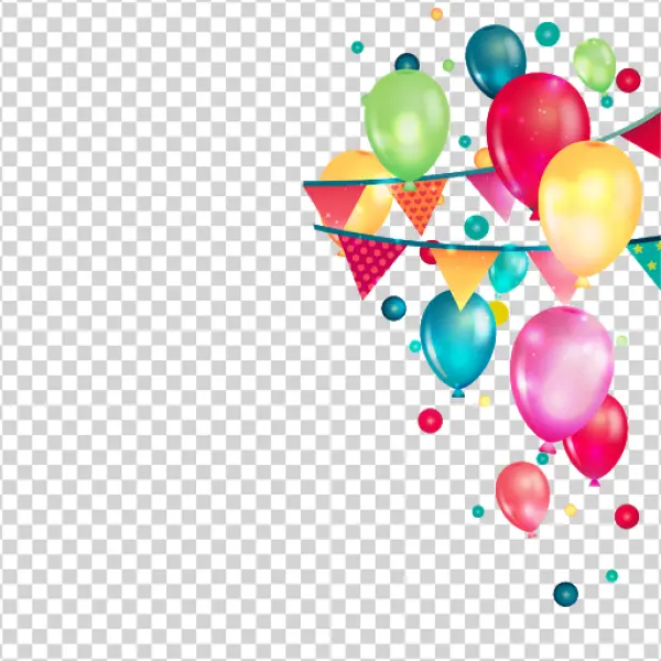 Colorful Party Balloons and Bunting PNG