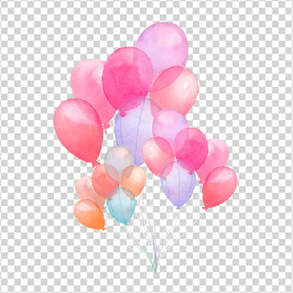 Watercolor Pastel Balloons Bunch PNG