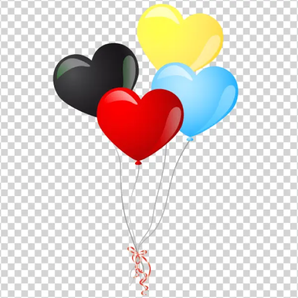 Colorful Heart Balloons PNG Transparent Background
