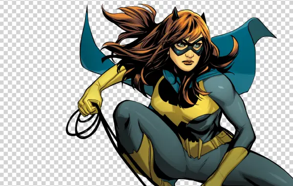 Batgirl Crouching Comic Art PNG Transparent