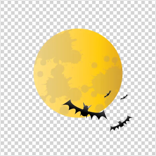 Halloween Full Moon with Bats PNG
