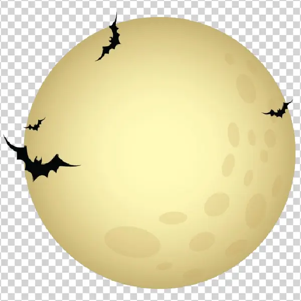 Halloween Full Moon with Flying Bats PNG Transparent Background