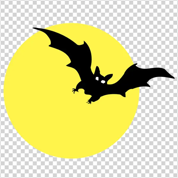 Flying Bat Silhouette with Full Moon PNG