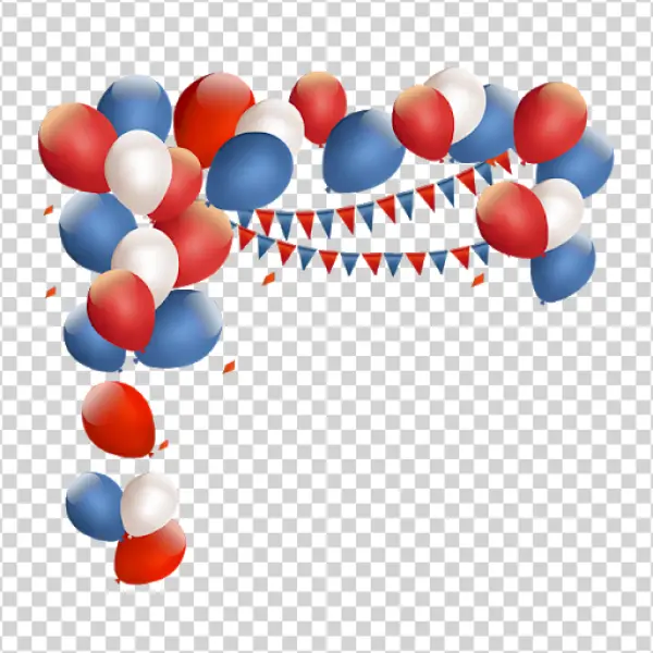Red White Blue Balloons and Bunting PNG