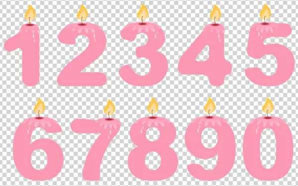 Pink Birthday Number Candles Set PNG