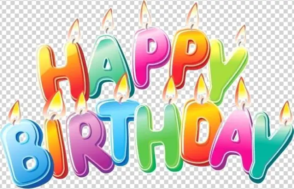 Colorful Happy Birthday Candles Text PNG