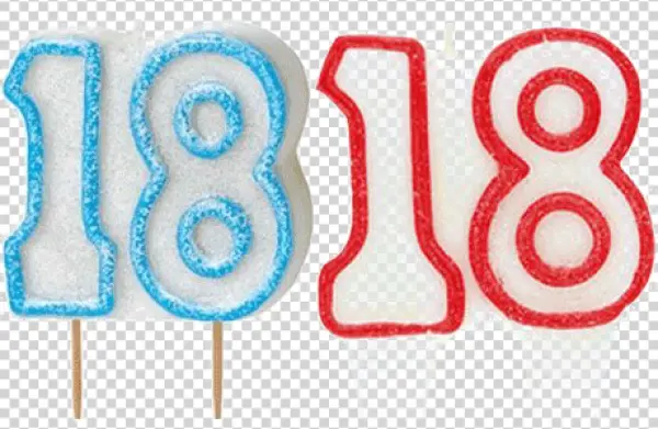Number 18 Birthday Candles PNG Transparent Background