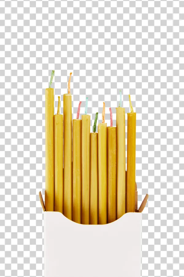 Yellow Wax Candles in White Box PNG Transparent Background