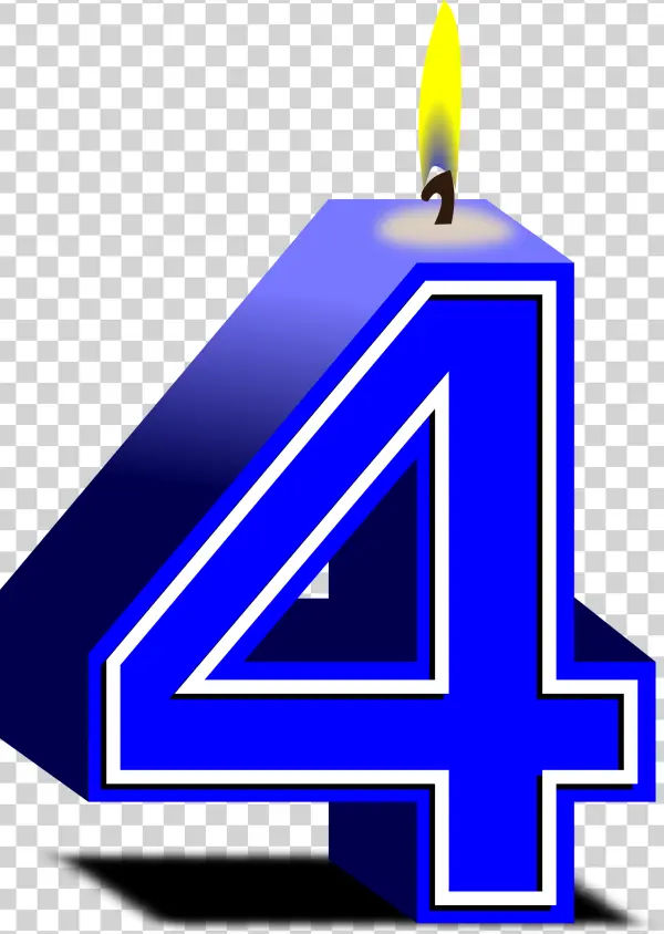 Blue Number 4 Birthday Candle PNG Transparent Background
