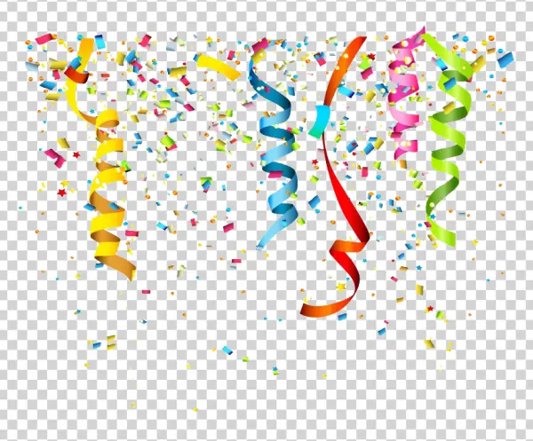 Colorful Falling Confetti and Streamers PNG
