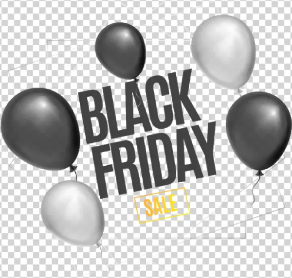 Black Friday Sale Text with Balloons PNG