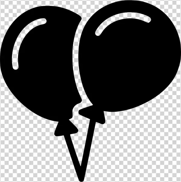 Two Balloons Black Icon PNG Transparent Background