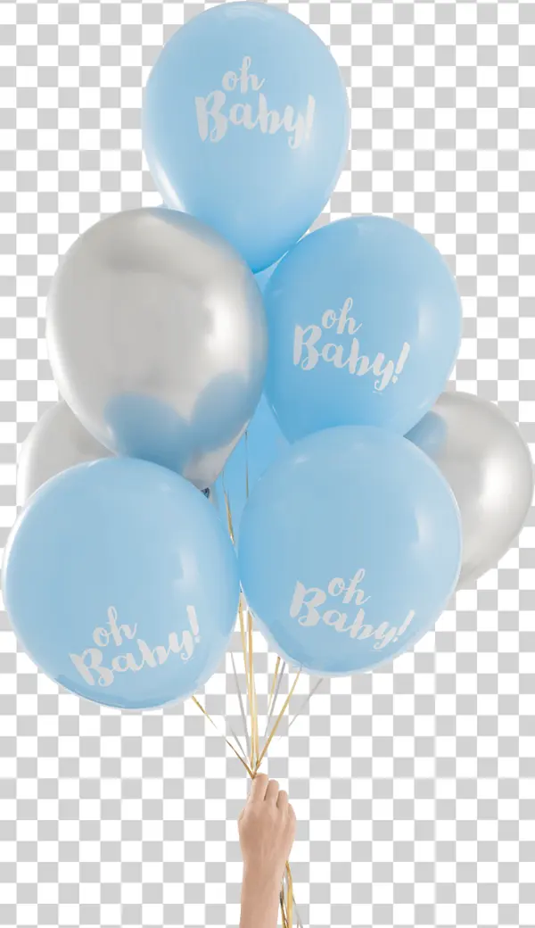 Blue and Silver Oh Baby Balloons PNG