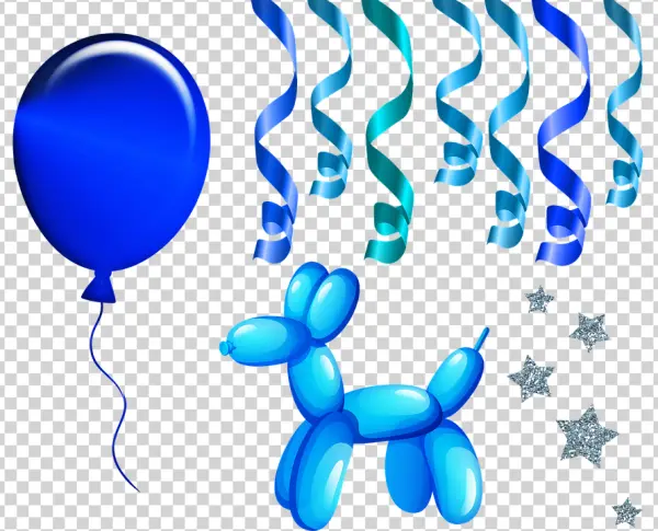 Blue Party Celebration Elements PNG Transparent Background