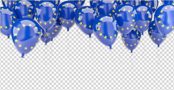 European Union Flag Balloons PNG Transparent Background