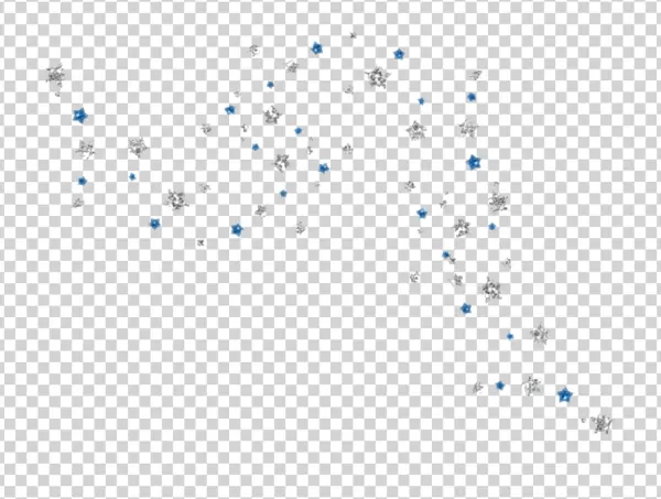 Silver and Blue Glitter Stars PNG Transparent Background