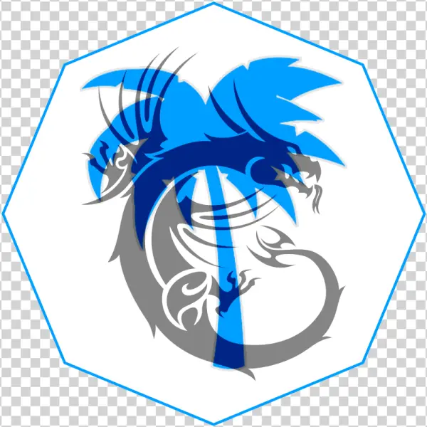 Layered Blue and Grey Dragon Logo PNG