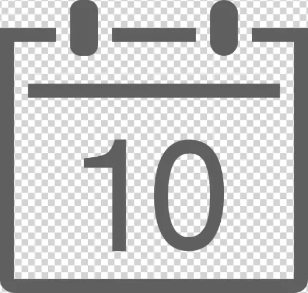 Calendar Icon with Number 10 PNG Transparent Background