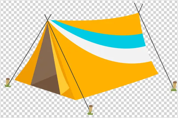 Orange Striped Camping Tent PNG Transparent
