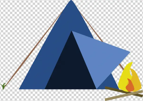 Blue Camping Tent with Campfire PNG