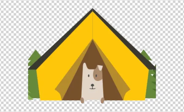 Cute Dog in Camping Tent PNG Transparent Background