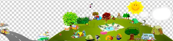 Cartoon Camping Scene PNG Transparent Background