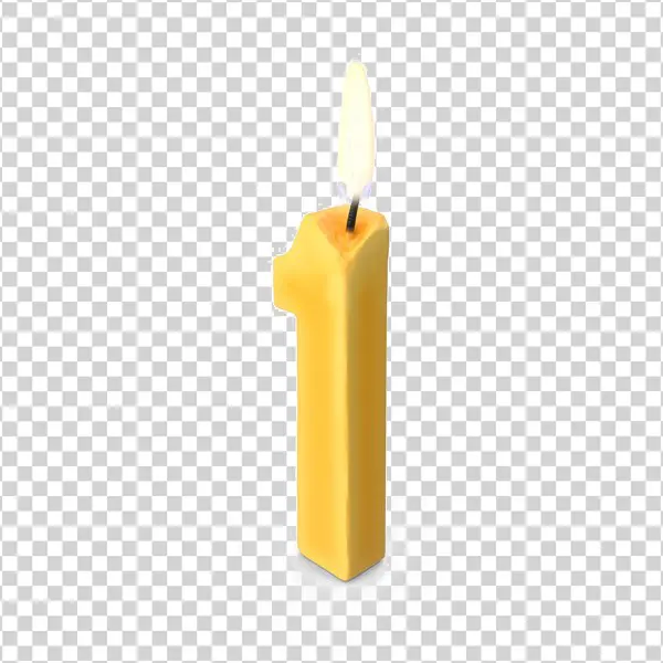 Lit Number 1 Birthday Candle PNG