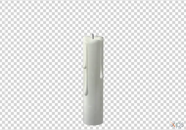 White Pillar Candle with Wax Drips PNG