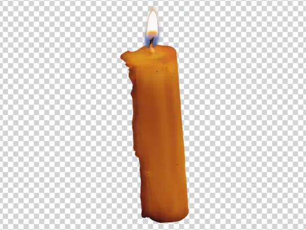 Burning Wax Candle with Flame PNG Transparent