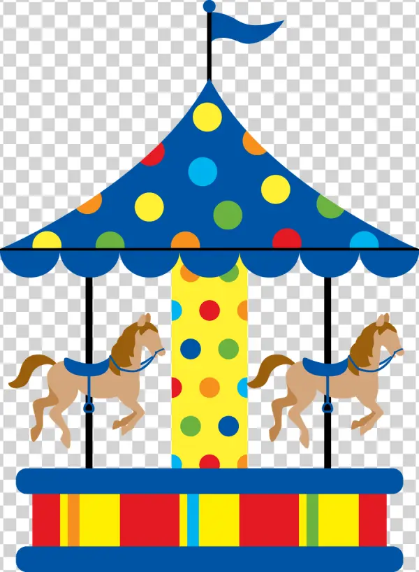 Colorful Carousel with Horses PNG Transparent