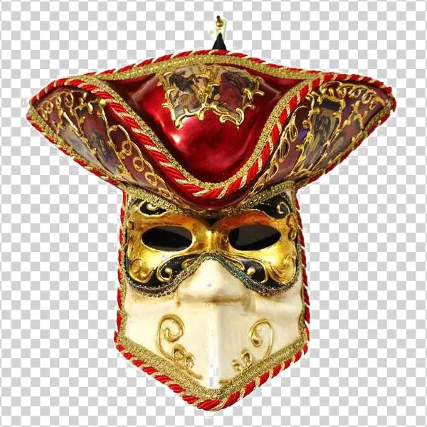 Elaborate Red and Gold Venetian Mask PNG