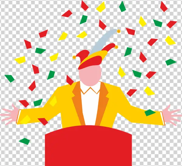 Carnival Jester with Confetti PNG Transparent Background
