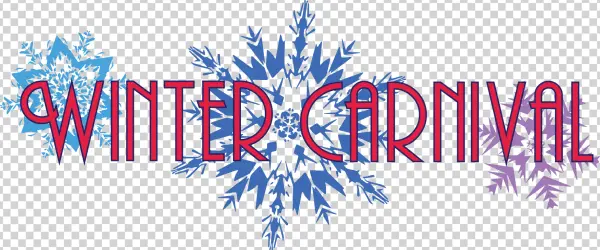 Winter Carnival Text with Snowflakes PNG